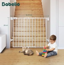 Baby Gate, 26-43" W 28" H No Bottom Bar One-Handed  Auto-Close Hardware Mount