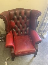 Oxblood Leather Chesterfield Wing Back Armchair Vintage Great Condition