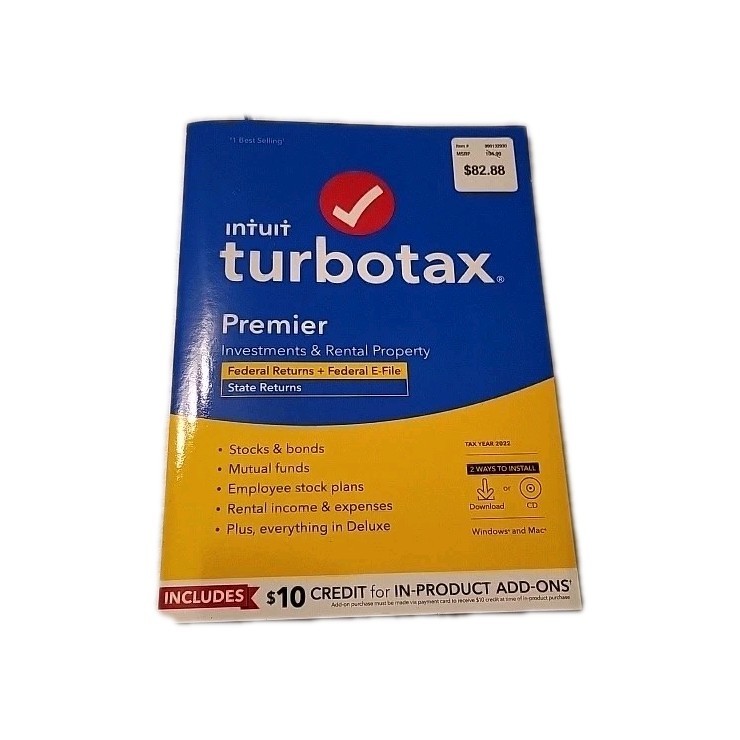 Turbotax Premier Cd Tax Preparation Software 2022 Federal + State New