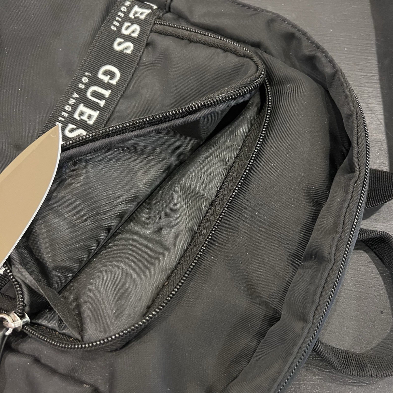 GUESS Small Black Adjustable Backpack With Two Zi… - image 5