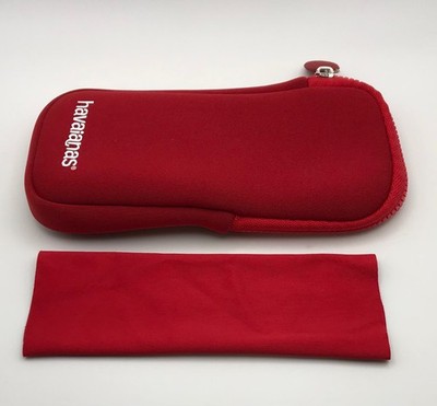 New Authentic Havaianas Glasses Red Case Cleaning Cloth
