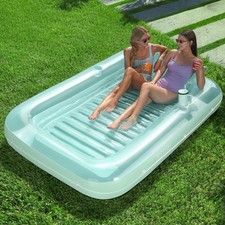 Inflatable Tanning Pool Lounger Float 85"x57" Extra Large Pool Floats Adult NEW
