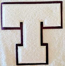 Large Letterman Jacket Patch Letter T Maroon White Football Patch Sew On