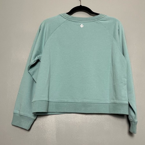 NWT Marea Lake Club Crewneck Cropped Sweatshirt Pullover Green Women’s XS - Picture 5 of 8
