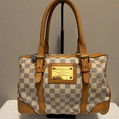 Louis Vuitton Damier Azur Satchel Zip Double Handles Inner Pockets Gold
