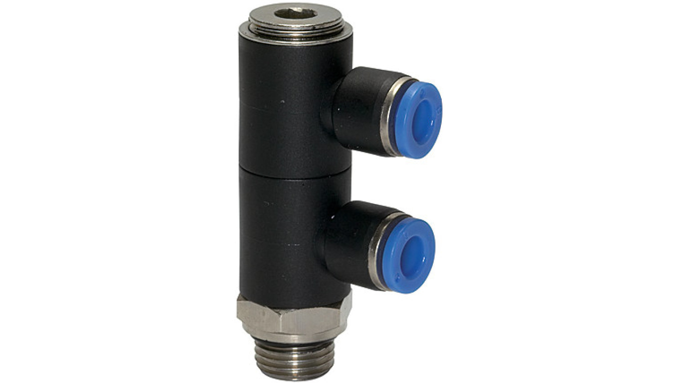 Plastic double banjo plug-in distributor for hose 10, G1/8z, 171.018-10 /T2UK