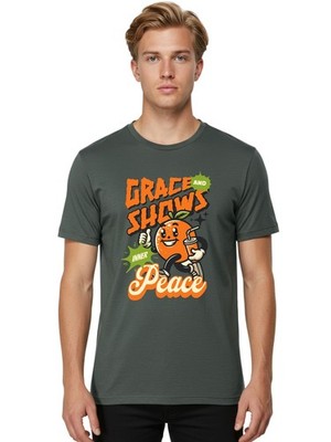 Grace-And-Shows-Inner-Peace Mens Graphic Tee,100% Cotton,Casual Summer Wear