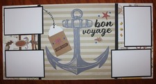 cruise ship scrapbook pages, 2 each 12 x 12 handmade assembled "bon voyage"
