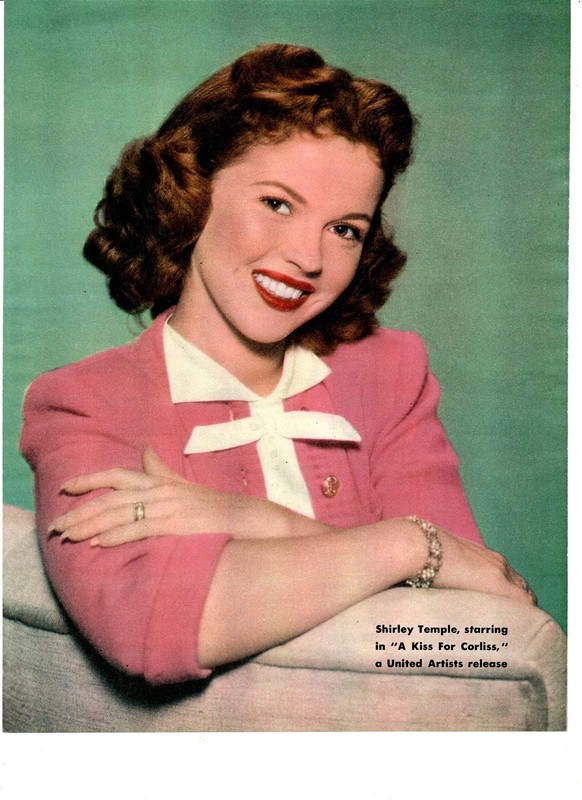 KISS FOR CORLISS 1949 Shirley Temple color magazine portrait