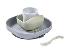 BEABA Silicone 4 Piece Baby Feeding Set, Suction Plates for Baby, High Grade Foo