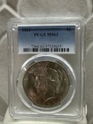 1923 Peace Dollar PCGS MS63 Mint State 90% Silver Graded Slabbed American Coin A