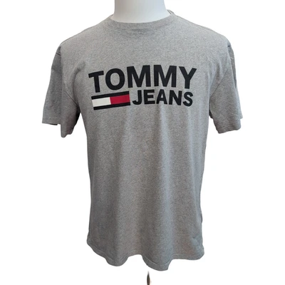 T-shirt Tommy Hilfiger M Gris Tommy Jeans Logo Manche 100% Coton - Photo 1/4