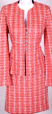 ST.JOHN Women's Tweed Cora White Red Jacket  Skirt Sz 2-4