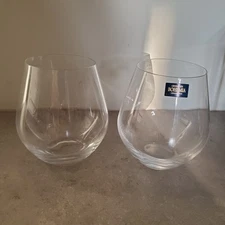 Crystalite Bohemia from Czech Republic Stemless Wine Glasses Set of 2 New 