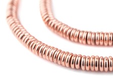 Smooth Copper Heishi Beads 5mm Large Hole 16 Inch Strand