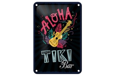 Ontrada Blechschild 20x30cm gewölbt Aloha Tiki Bar Gitarre Deko Geschenk Schild
