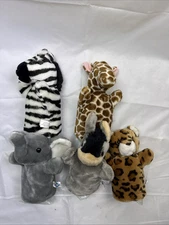 5 Zoo ANIMAL Hand PUPPETS By Get Ready Kids Play Time School Daycare Learning