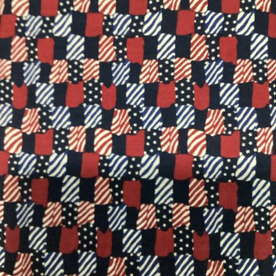 1.75 yds Patriotic red, blue, black, stripes, stars. MDG. USA
