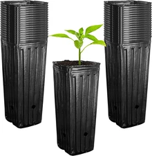 50pcs Plastic Deep Plant Nursery Pots,11.8”Tall Tree Pots,Black Deep Seedling Co