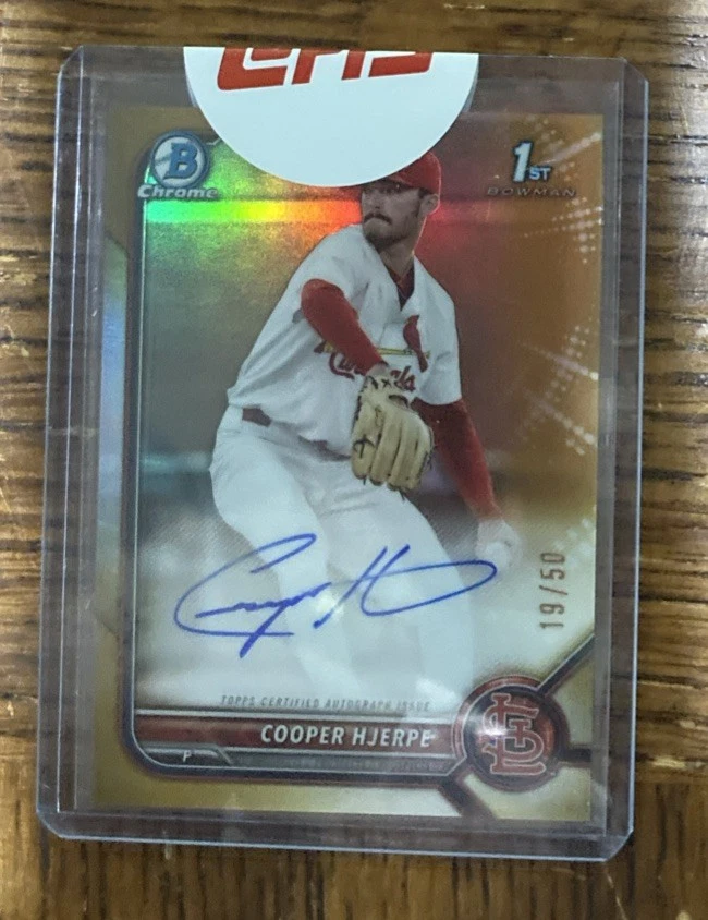 2022 Bowman Draft 1st Chrome Gold Refractor Auto Cooper Hjerpe /50 Cardinals