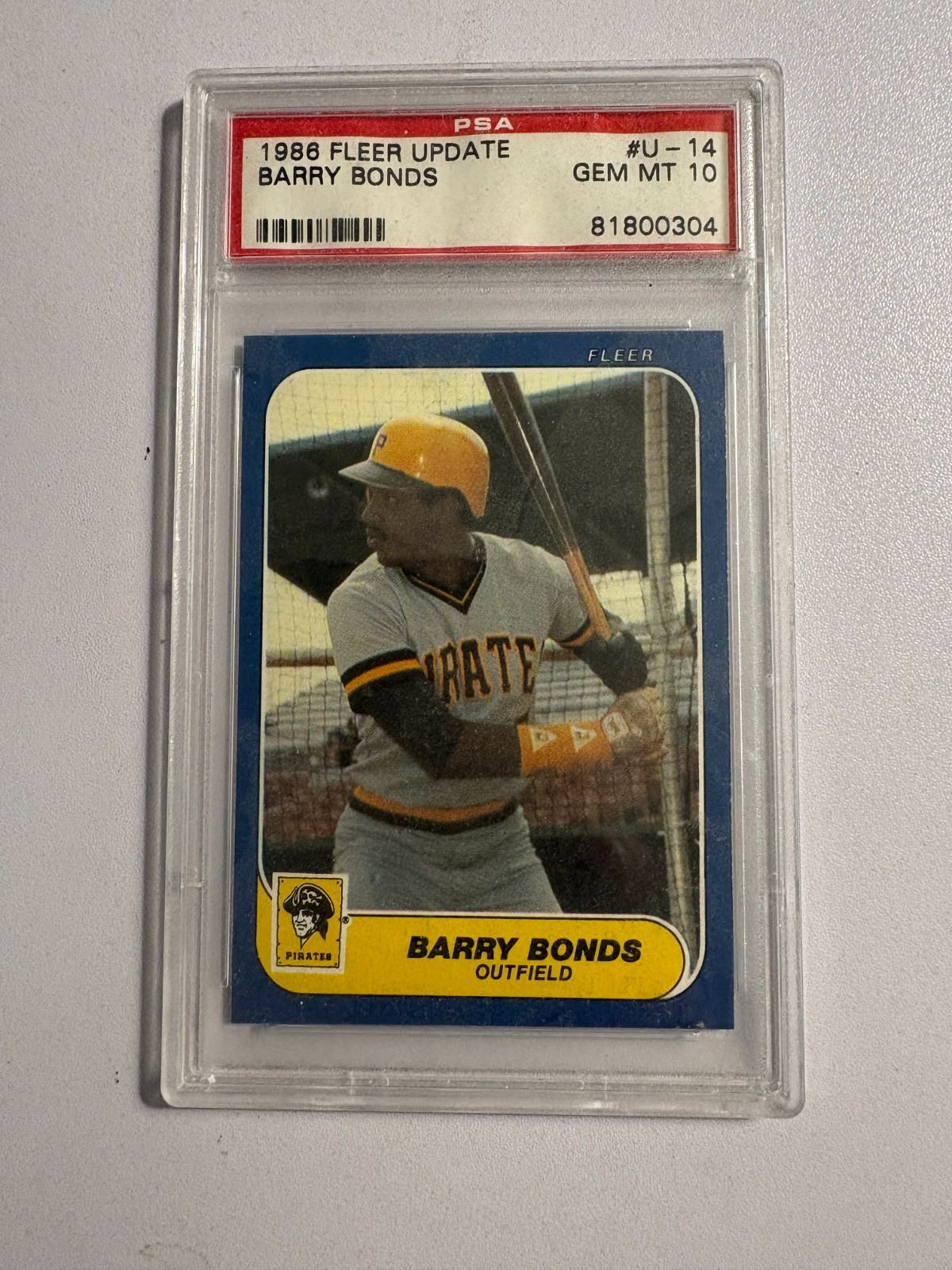 Barry Bonds 1986 Fleer Update #U-14 Rookie Card RC Pirates PSA 10 GEM MINT