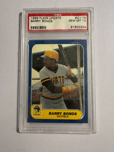 Barry Bonds 1986 Fleer Update #U-14 Rookie Card RC Pirates PSA 10 GEM MINT
