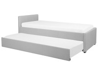 Tagesbett Ausziehbar Stoffbezug Leinenoptik Grau Lattenrost 90X200 Cm Marmande