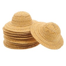12pcs Miniature Woven Hats Simulated Mini Straw Hat Small Handcraft Top Hat P...