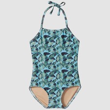  195 ToobyDoo Kid Girl Blue Green Stretch One Piece Swim Swimwear Swimsuit 11-12