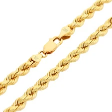18k Yellow Gold 5mm Diamond Cut Rope Chain Mens Italian Pendant Necklace 18"-28"
