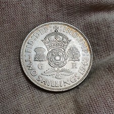 1943 Great Britain Two Shillings - Sharp Silver Coin - One Florin - George VI