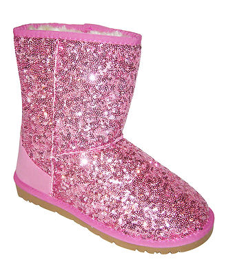 BOOTS Pailletten Stiefel Kunstfell pink Winterstiefel Schuhe 36 37 38 39 40 41