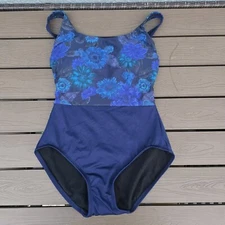 TYR Primrose Scoop Neck Controlfit Blue/navy Floral Swim SZ 8 New Sample