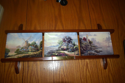 Thomas Kinkade Collector Plates w/Wooden rack  Dawning of a New Millennium 