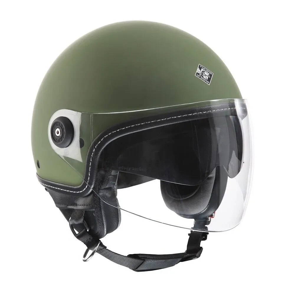 Tucano Urbano El Mettin Open-Face Motorcycle Helmet Matt Green