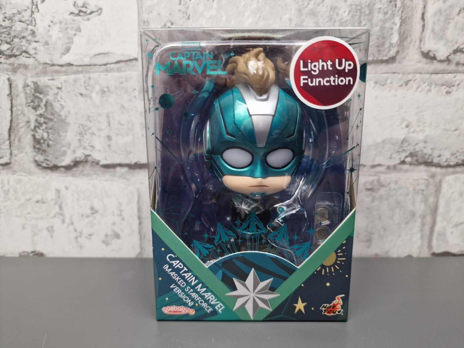 Captain Marvel Masked Starforce Version Cosbaby Bobblehead Light Up Function NEW