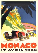 A3/A4 SIZE - 1932 Monaco Grand Prix Race vintage Travel RETRO ART PRINT POSTER