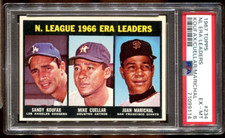 1967 Topps #234 NL ERA Leders Koufax/Cuellar/Marichal PSA 6