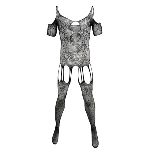 Men Lace Jumpsuit Sexy Corset See-through One-Piece Bodysuit Bra Underwear Sissy - Picture 9 of 10