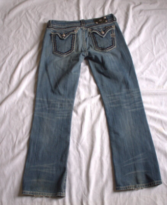 ♡JM♡ Miss Me Jeans Women's 31 Boot Cut Rhinestone Jewel Low Rise Blue