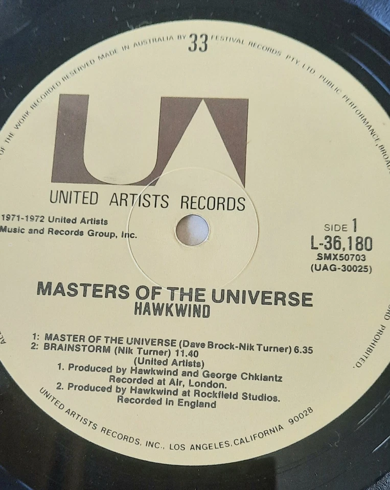 Hawkwind ‎– Masters Of The Universe..United Artists ‎– L-36,180..Aust.1977.. - Image 4 of 4