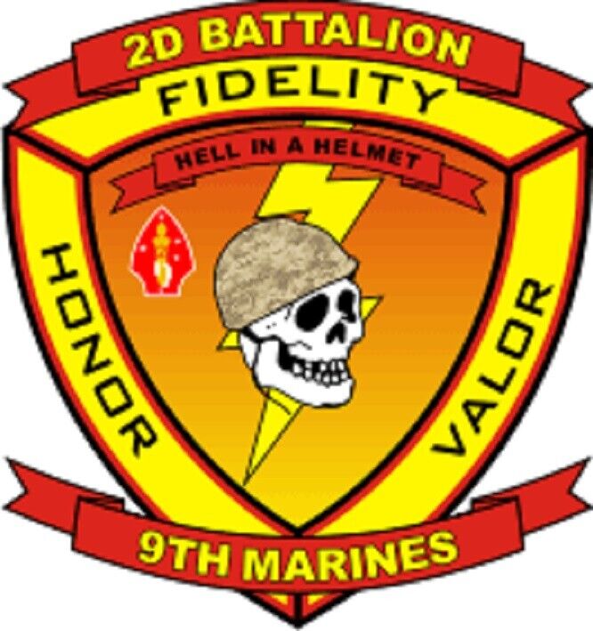 USMC 2nd Battalion 9th Marines Decal - 4" Wide x 4.26" High Decal