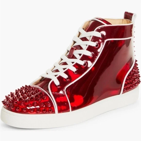 Men's Lou Spikes 2 Patent Leather High-Top Sneakers