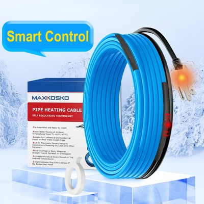 6ftSelf-Regulating Heat Tape with Thermostat for Reliable Pipe Freeze Protection