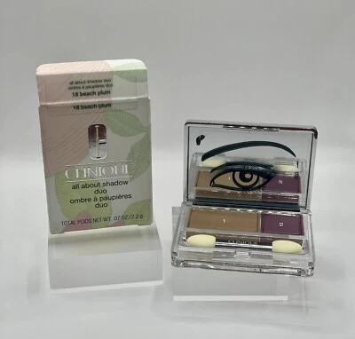 NEW! CLINIQUE All about shadow duo 18 BEACH PLUM~.07 OZ./2.2 g~In box - Image 1 of 3