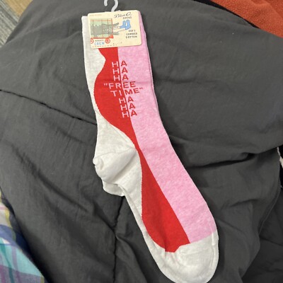 Blue Q Womens Crew Socks Ha Ha Ha Free Time Size 5-10 Pink