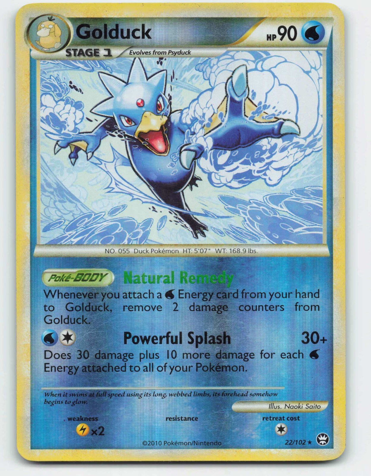 2010 Pokemon, Triumphant, #22/102 Golduck, Reverse Holo Rare