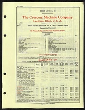 Crescent Machine Co. 1937 12pp Price list & Bulletin +1922 Letterhead VGC Scarce