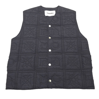 $695 Nanushka Tymen Off Black Quilted Tech Poplin Wadded Vest Mens Size Large