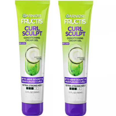 LOT OF 2 NEW GARNIER FRUCTIS STYLE CURL SCULPT CONDITIONING CREAM GEL FIGHT FRIZ